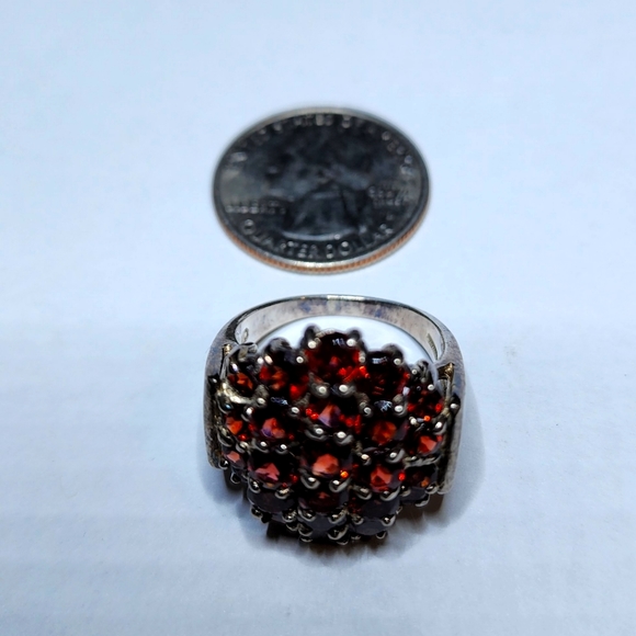 Sterling Silver Garnet Cluster Ring size 8 - Picture 11 of 11